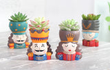 Succulent Planter Portrait Flowerpot Cute Girl Boy Animal Shaped Flower Pot Ornament Home Garden Office Desktop Decoration Gifts