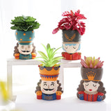 Succulent Planter Portrait Flowerpot Cute Girl Boy Animal Shaped Flower Pot Ornament Home Garden Office Desktop Decoration Gifts