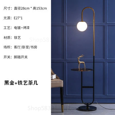 Modern Floor Lamp Nordic Standing Lamp with Round Table Art Deco Floor Lamps for Living Room LED Sofa Floor Lights for Tea Table