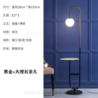 Modern Floor Lamp Nordic Standing Lamp with Round Table Art Deco Floor Lamps for Living Room LED Sofa Floor Lights for Tea Table