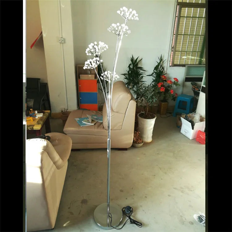 INS Modern Simple LED Bedside Lamp Living Room Bedroom Wedding Dress Shop Decor Crystal Study Dandelion Standing  Floor Light