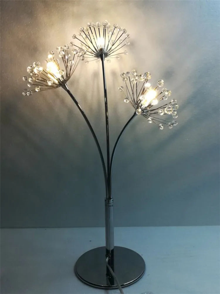 INS Modern Simple LED Bedside Lamp Living Room Bedroom Wedding Dress Shop Decor Crystal Study Dandelion Standing  Floor Light