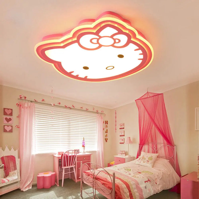 OOVOV Girl's Room Cartoon Kitty LED Ceiling Light Creative Baby Room Kid's Room Princess Room Cat Ceiling Lamp