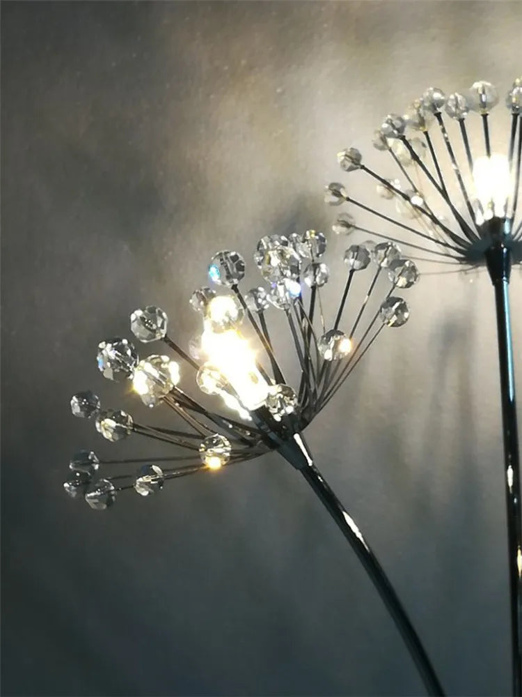 INS Modern Simple LED Bedside Lamp Living Room Bedroom Wedding Dress Shop Decor Crystal Study Dandelion Standing  Floor Light