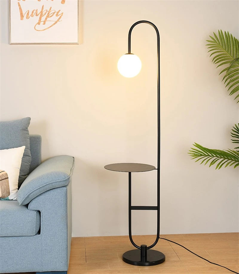 Modern Floor Lamp Nordic Standing Lamp with Round Table Art Deco Floor Lamps for Living Room LED Sofa Floor Lights for Tea Table