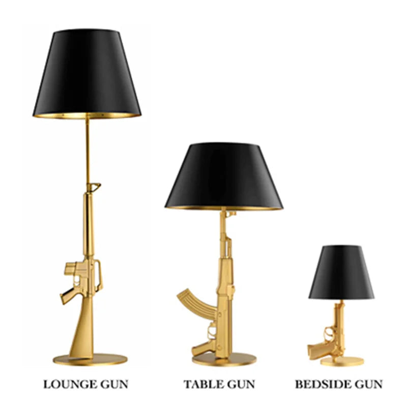 Modern lounge AK47 Gold Silver 18K Gun Floor Lamps for living Bed Table Light Home decor Bedroom Lamp Bedside Lamp