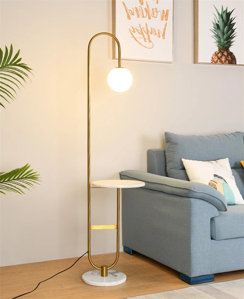 Modern Floor Lamp Nordic Standing Lamp with Round Table Art Deco Floor Lamps for Living Room LED Sofa Floor Lights for Tea Table