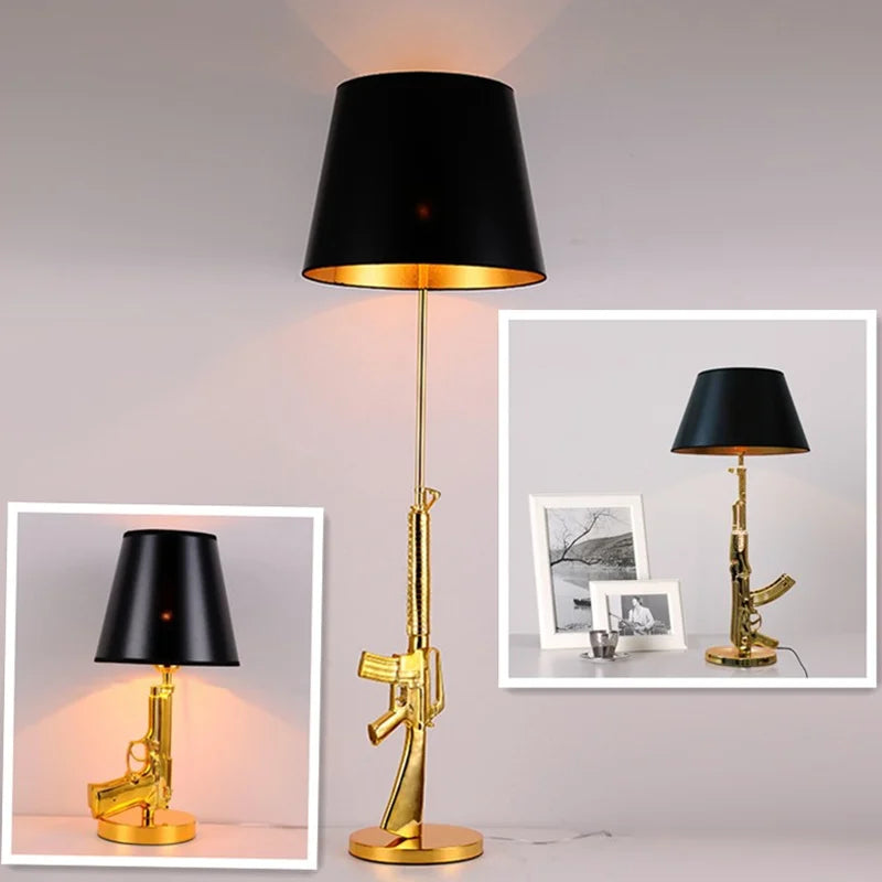 Modern lounge AK47 Gold Silver 18K Gun Floor Lamps for living Bed Table Light Home decor Bedroom Lamp Bedside Lamp