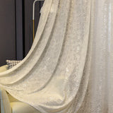 European Luxury White Tulle Curtains for Living Room Blackout Embroidered Lace Bedroom Jacquard Sheer Dining Room Custom Wedding