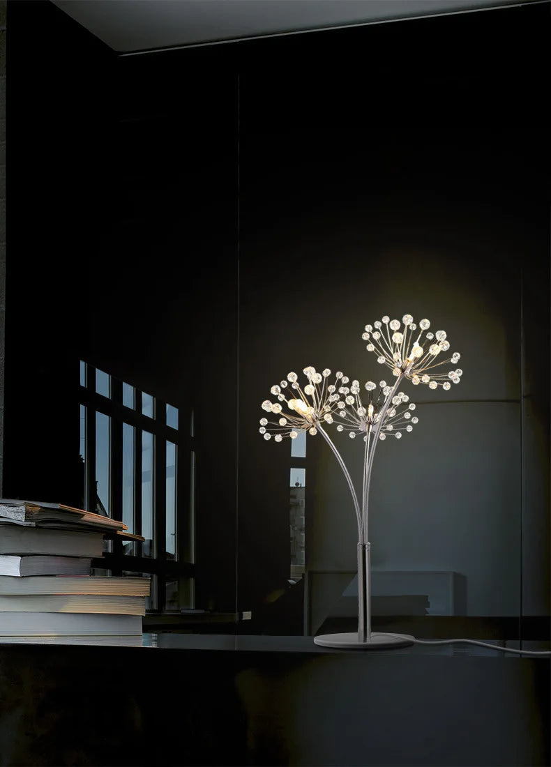 INS Modern Simple LED Bedside Lamp Living Room Bedroom Wedding Dress Shop Decor Crystal Study Dandelion Standing  Floor Light