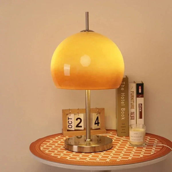 Bauhaus Living Room Retro Glass Table Lamp Gradient Orange Mushroom Floor LampLiving Room Bedroom Atmosphere LED Lamp