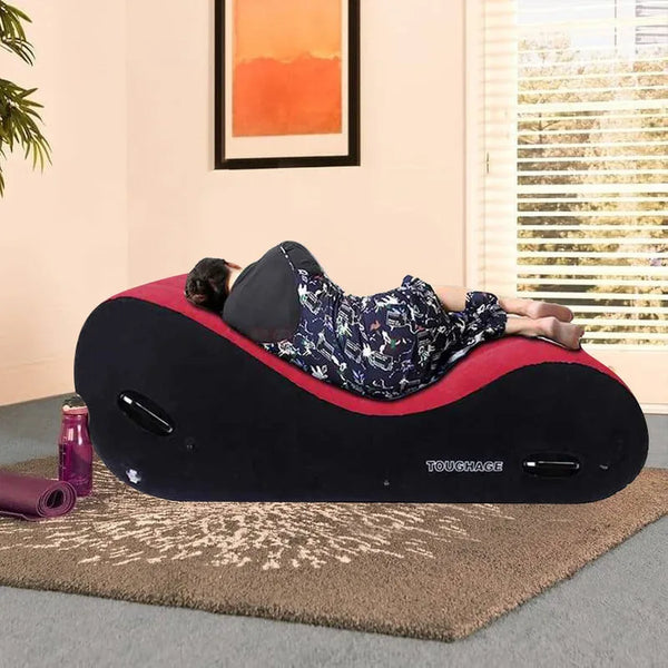 Inflatable Sofa Lounge Chair With Handle Yoga Chaise For Nap Air Bed Cushion Bedroom Relax Lounger Magic Pillow Aid Furniture