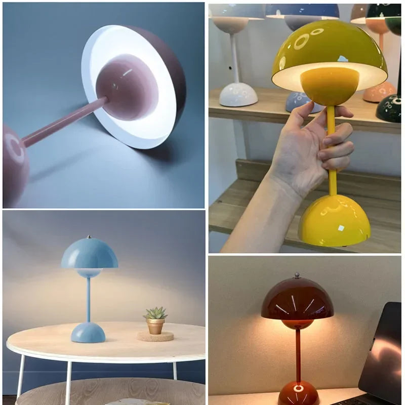 USB Rechargeable Mushroom Table Lamp Three Speed Adjustment Indoor Lighting Fixture Flower Bud Desk Lamps Hoom Decor Night Light