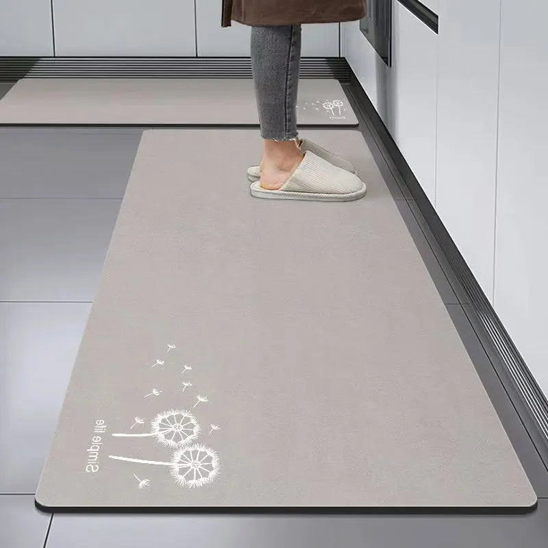 VIKAMA Simple Crystal Pile Kitchen Carpet Entryway Bathroom Doorway Non-Slip Oil Resistant Absorbent Carpet