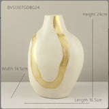 Ivory White Gold Hand Painted Ceramic Flower Vases Home Decoration Nordic Decor Pieces