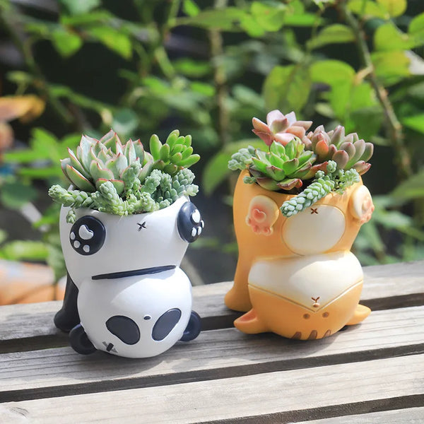 Creative inverted cute pet succulent small flower pot home office balcony resin succulent pot micro landscape gardening potted p