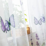 Butterfly Blackout Curtain Panels 1 Panels Modern Butterflies Digital Print Rod Pocket Blue Voile Tulle Window Treatment