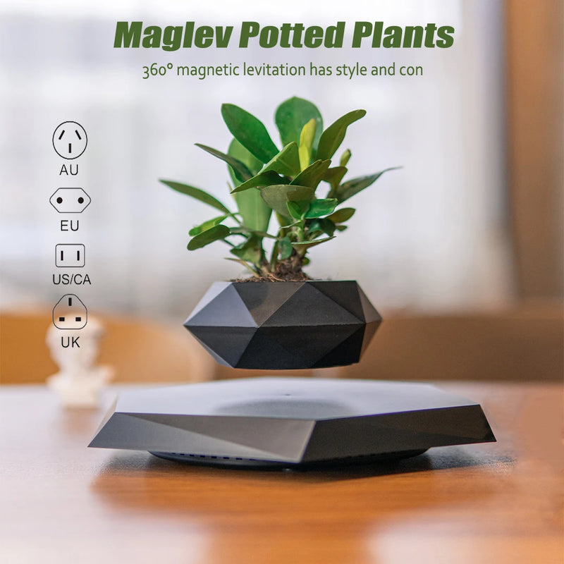 Magnetic Levitating Plant Pot Floating Flower Planter Hovering Rotating Levitation Decor Kids Adult Christmas Birthday Gift