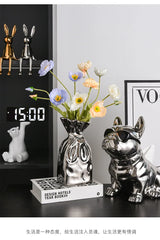 Light luxury silver pleated vase ceramic living room porch wine cabinet dried flower arrangement decoration ornaments