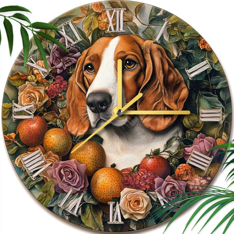 Basset Hound Pet Clock - Custom Aluminum Alloy Wall & Tabletop Décor | 2D HD Textured Printing