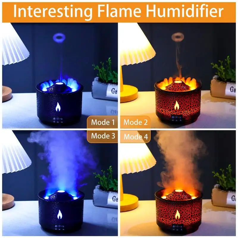 NEW 360ml Portable  Diffuser, Simulated Volcano Design Essential Oil Diffuser, Decorative Air Humidifier with Night Light, Fragr