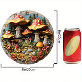 Silent Aluminum Wall Clock With Mushroom Forest Design - Perfect For Living Room Decor, Mother'S Day & Summer Vacation