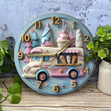 Aluminum Wall Clock - Ice Cream Truck Theme, Perfect For Living Room Decor & Father'S Day Gift