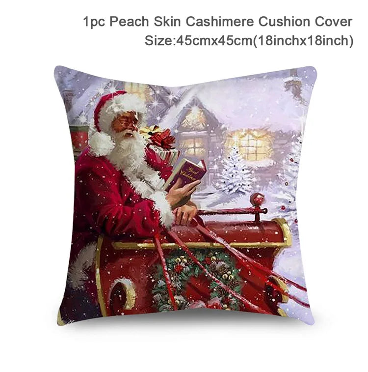 45cm Christmas Pillowcase Cushion Cover Christmas Decorations for Home 2024 Christmas Ornament Gift Navidad Happy New Year 2025