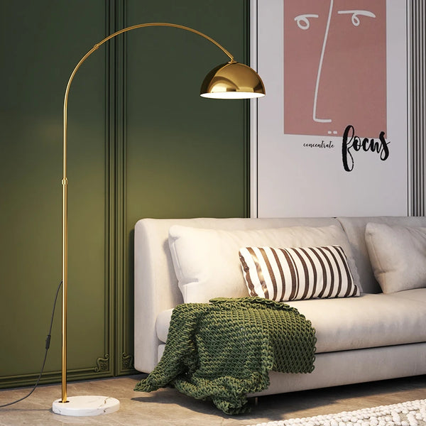 Modern LED Floor Lamp Simple Marble Base Metal Standing Light Bedroom Living Room Decoration Corner Floor Light