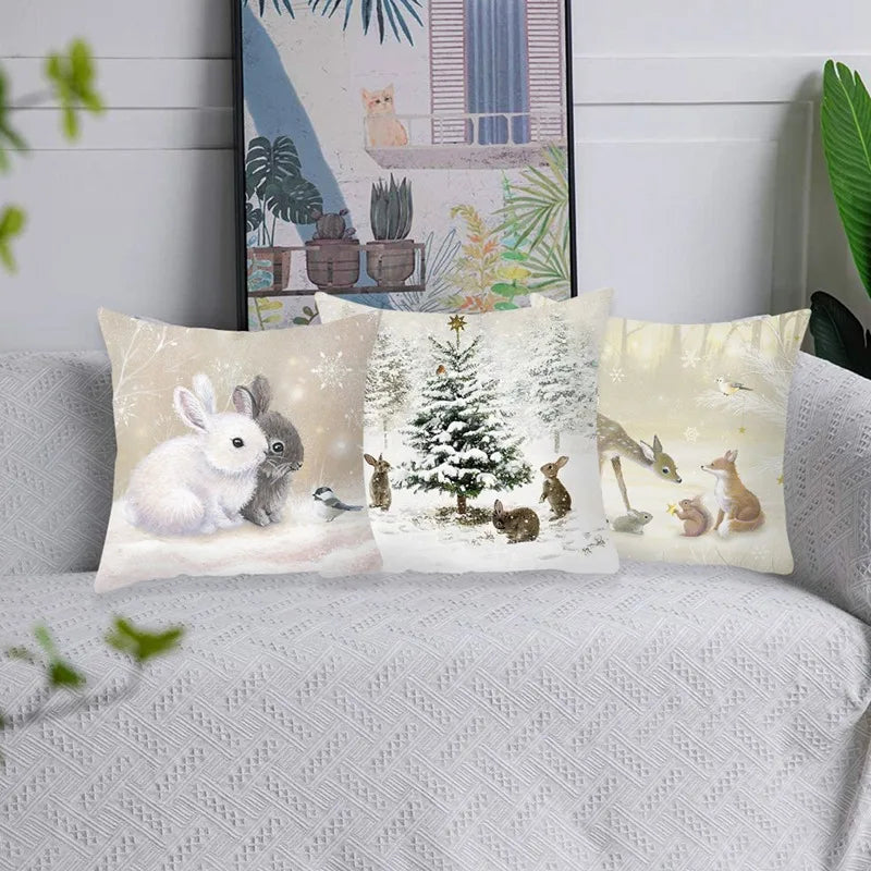 45cm Christmas Pillowcase Cushion Cover Christmas Decorations for Home 2024 Christmas Ornament Gift Navidad Happy New Year 2025