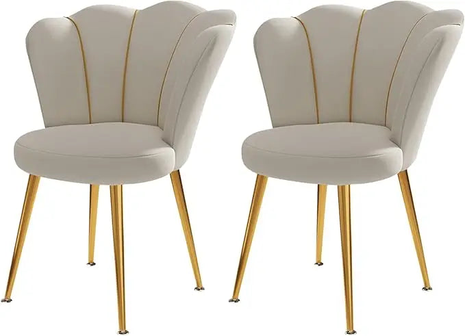 Formwell Upholstered Modern Accent Chair Velvet fabric Modern Kitchen Dining Chair with Mid-Back Make up chair with Golden legs