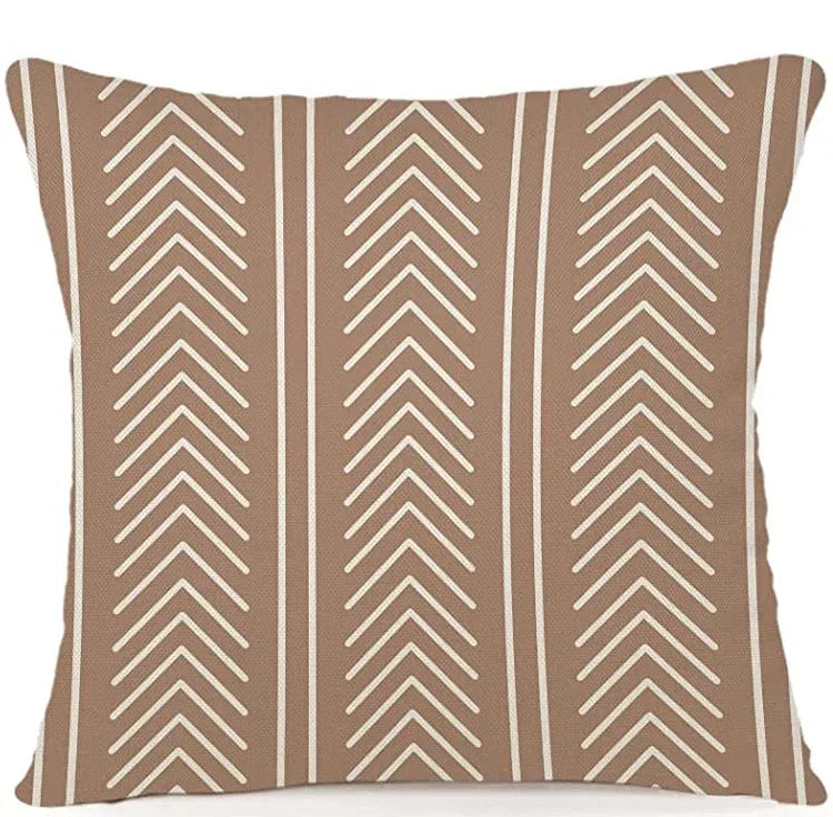 Brown Linen Geometric Cushion Cover, Home Decor, Good Pillowcase Decoration for Bedroom, Sofa, Chair, Bed, Garden, Car