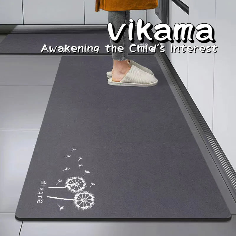 VIKAMA Simple Crystal Pile Kitchen Carpet Entryway Bathroom Doorway Non-Slip Oil Resistant Absorbent Carpet