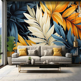 Custom 3D Photo Mural Paper Large Feather Leaves Bright Color Retro Wallpaper Bedroom Living Room Wall Decor Home Improvement