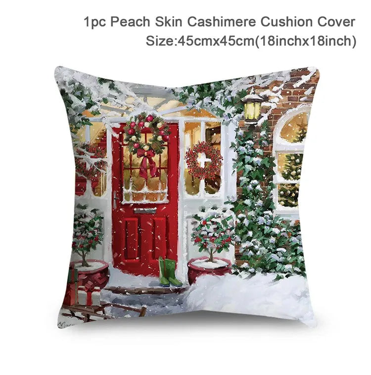 45cm Christmas Pillowcase Cushion Cover Christmas Decorations for Home 2024 Christmas Ornament Gift Navidad Happy New Year 2025