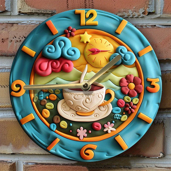 DIY Wall Clock Kit with Coffee Theme Decor, 3D High-Definition,Crafting Timepiece – Ideal for Winter Bedroom, Father's Day Gifts