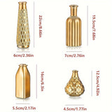 4-piece set of golden glass vases, dining table decorations, home decor