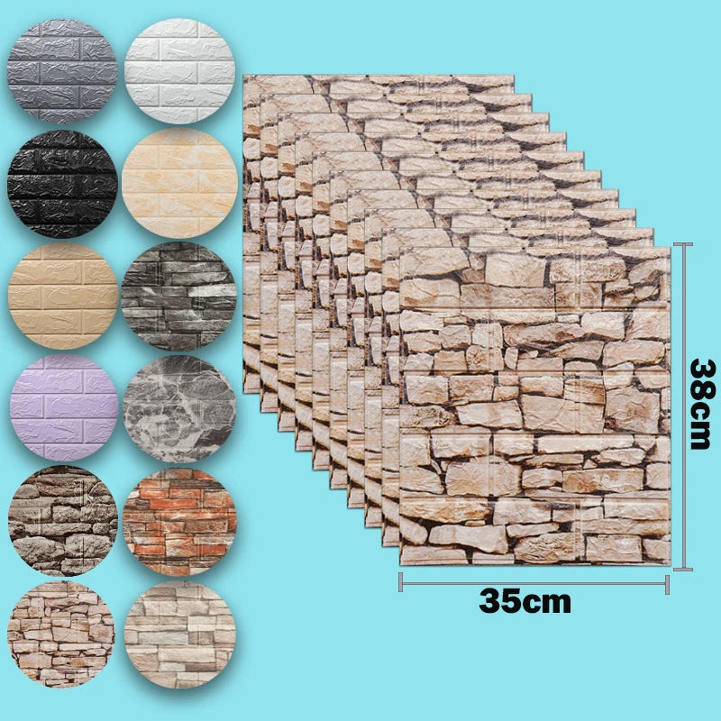 10/20pcs 3D Foam Wall Stickers Self Adhesive Pane Room Decor Waterproof peel and stick Brick Wallpaper for Interior Decoration