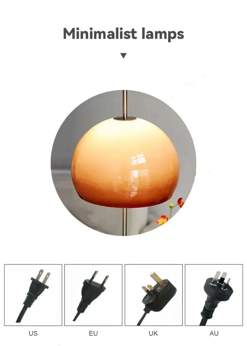 Bauhaus Living Room Retro Glass Table Lamp Gradient Orange Mushroom Floor LampLiving Room Bedroom Atmosphere LED Lamp