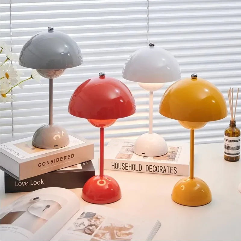 USB Rechargeable Mushroom Table Lamp Three Speed Adjustment Indoor Lighting Fixture Flower Bud Desk Lamps Hoom Decor Night Light