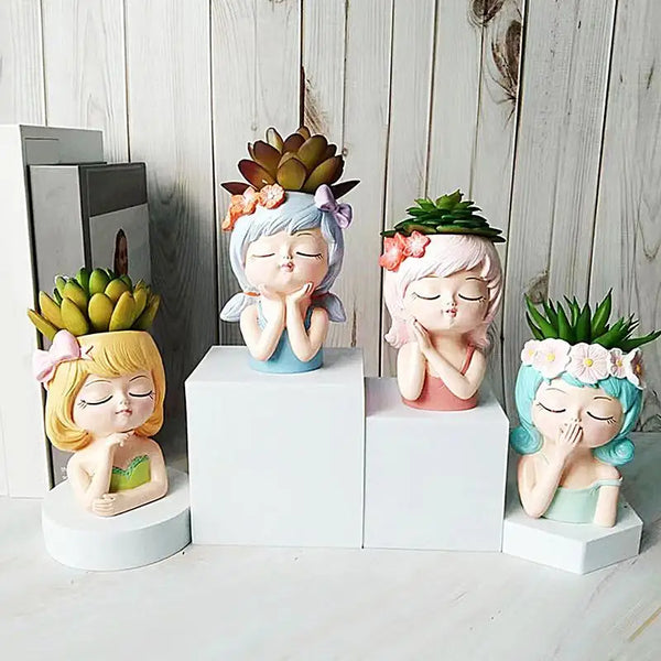 Flower Pots Face Planters Tabletop Decorative Decor Vase Statue Fairy Flowerpots For Cafe Kitchen Drawing Room Bedroom Office