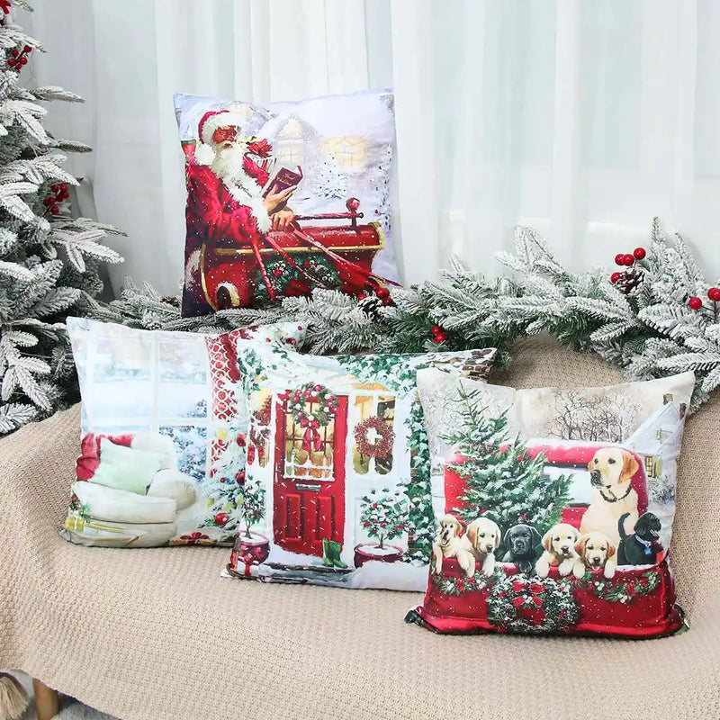 45cm Christmas Pillowcase Cushion Cover Christmas Decorations for Home 2024 Christmas Ornament Gift Navidad Happy New Year 2025