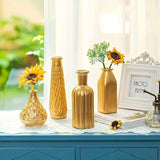 4-piece set of golden glass vases, dining table decorations, home decor