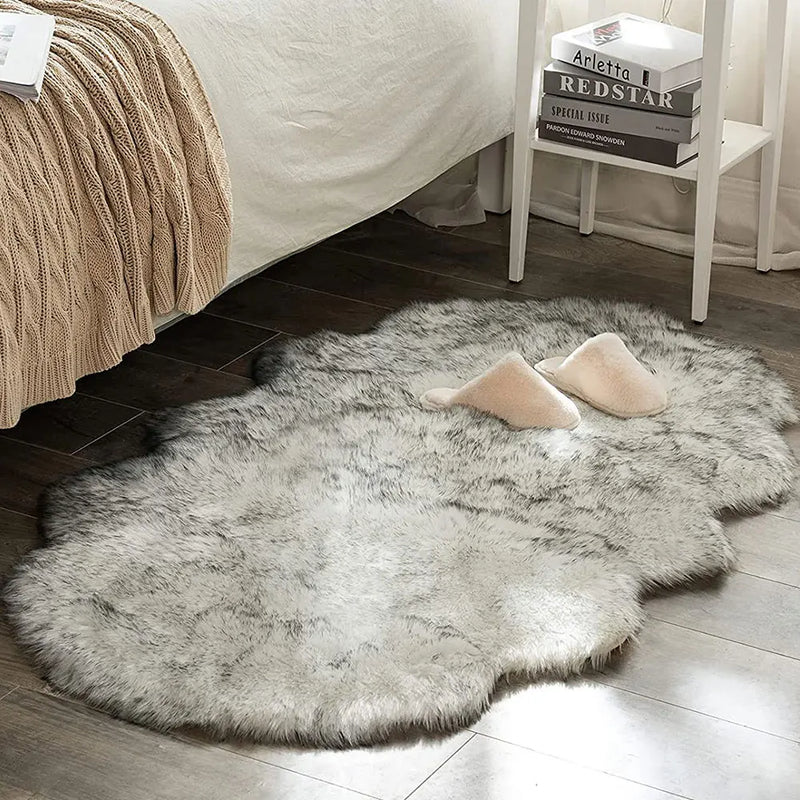 Soft Sheepskin Bedroom Carpet Imitation Wool Pad Long Hair Bedside Rugs Sofa Cushion Rugs Living Room Fluffy Hairy Fur Carpet