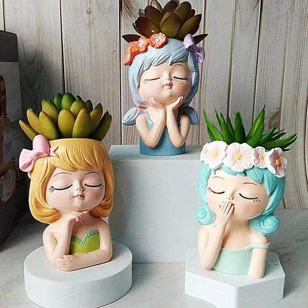 Flower Pots Face Planters Tabletop Decorative Decor Vase Statue Fairy Flowerpots For Cafe Kitchen Drawing Room Bedroom Office