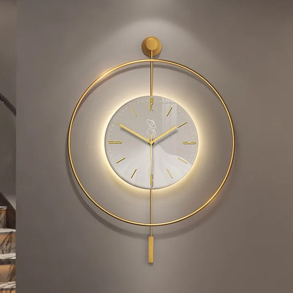 Nordic With Photo Frame Wall Clock Luxury Designer Gold Round Wall Clock Unusual With Pendulum Reloj De Pared Household Goods