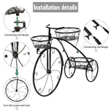 3-Tier Bicycle Plant Stand Wrought Iron Tricycle Planter Home Garden Patio Decor Flower Pots Shelf Indoor Outdoor