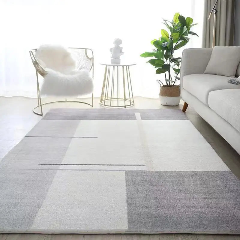 VIKAMA Modern Simple Crystal Pile Living Room Decorative Carpet Bedroom Office Dirty Resistant Machine Washable Large Carpet