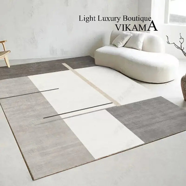 VIKAMA Modern Simple Crystal Pile Living Room Decorative Carpet Bedroom Office Dirty Resistant Machine Washable Large Carpet