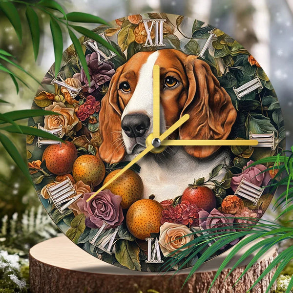 Basset Hound Pet Clock - Custom Aluminum Alloy Wall & Tabletop Décor | 2D HD Textured Printing